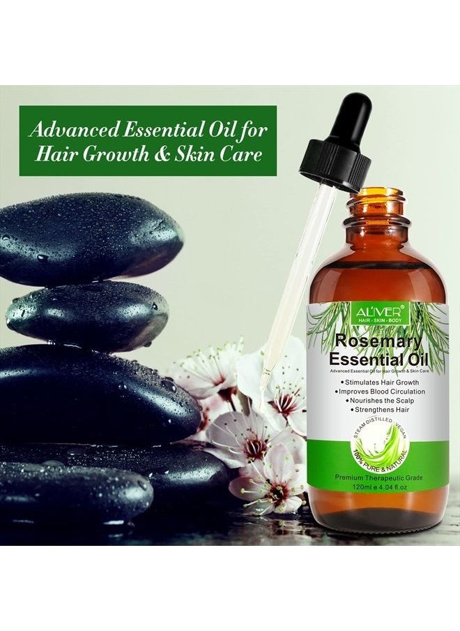 ALIVER - Rosemary Oil for Hair Growth (4 Fl Oz), Organic Rosemary Essential Oils, Rosemary Oil for Hair Loss Treatment, Stimulates Hair Growth, Scalp Massager, Aromatherapy - Image 1