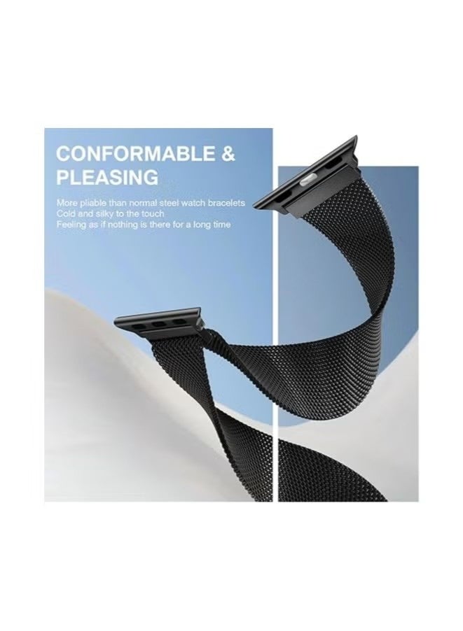 Milanese Strap Compatible with Apple Watch Bands 38mm 40mm 41mm 42mm ,Stainless Steel Magnetic Clasp Replacement Band for iWatch Series 11/10/9/8/7/6/5/4/SE/SE2/SE3 - Image 2