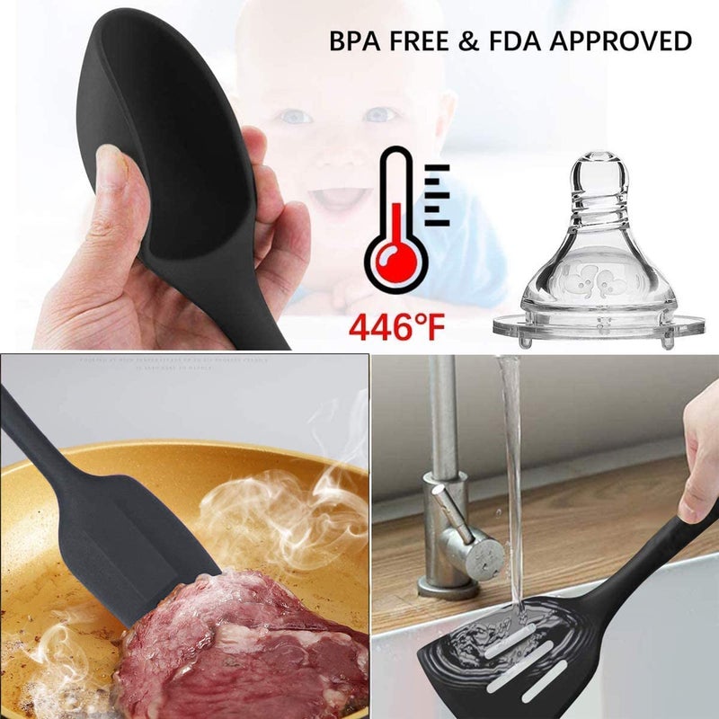 GBEX Silicone Cooking Kitchen Utensil Set Set of 10 Pcs BPAFree NonStick Heat Resistant Silicone Kitchen GadgetsMulticolourPack of 1 - Image 3