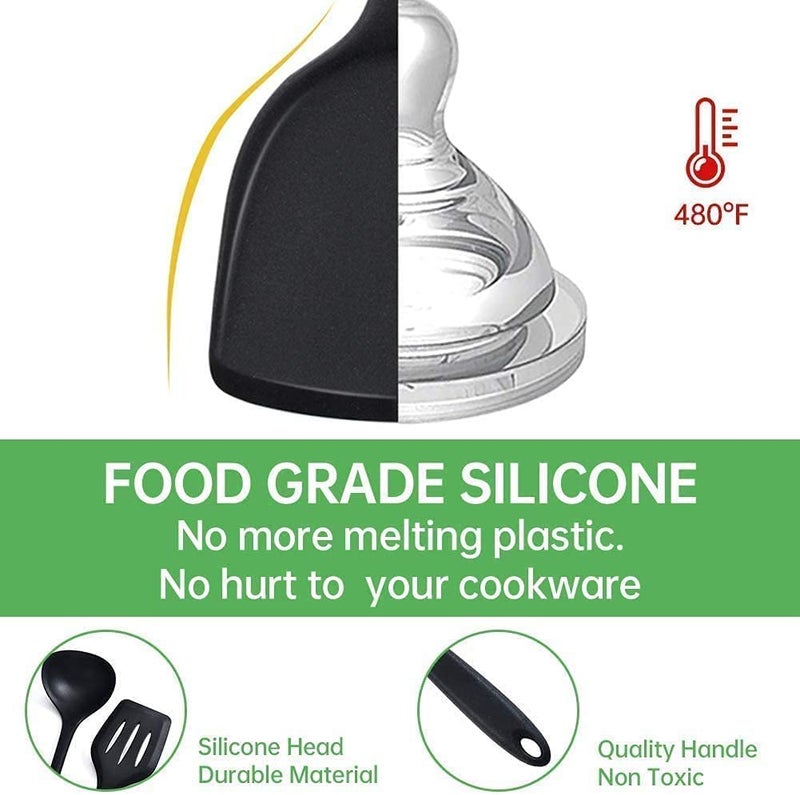 GBEX Silicone Cooking Kitchen Utensil Set Set of 10 Pcs BPAFree NonStick Heat Resistant Silicone Kitchen GadgetsMulticolourPack of 1 - Image 4