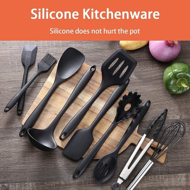 GBEX Silicone Cooking Kitchen Utensil Set Set of 10 Pcs BPAFree NonStick Heat Resistant Silicone Kitchen GadgetsMulticolourPack of 1 - Image 5