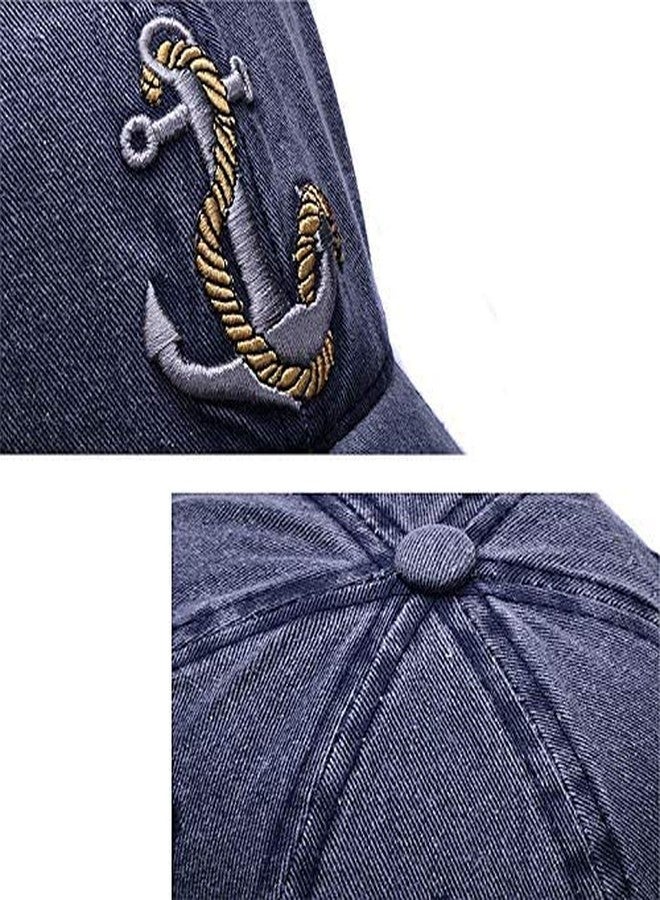 FASHOLIC Anchor Denim Unisex Baseball Caps (Blue) - Image 4