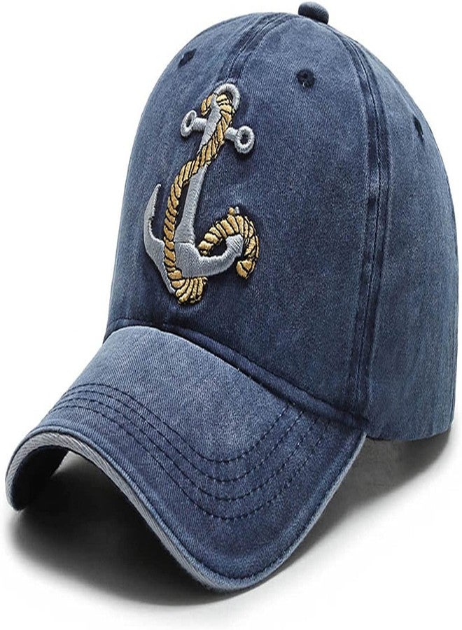 FASHOLIC Anchor Denim Unisex Baseball Caps (Blue) - Image 1
