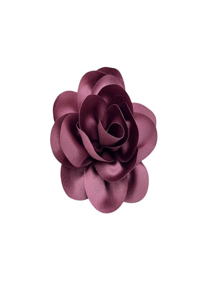 Dainty Satin Fabric Rose Flower Large Brooch Pin Handmade Big Camellia Brooch Lapel Pins Wedding Party Dance Banquet Dress Suit Ceremony Clothes Accessories Jewelry Gifts for Women (Dark Pink)