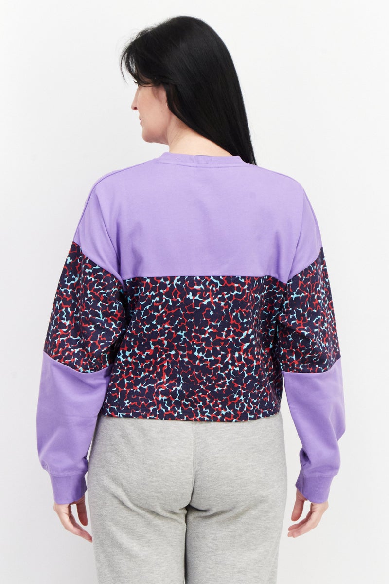 umbro سويت شيرت رياضي نسائي بأكمام طويلة وقصة دائرية، بنفسجي - Image 3