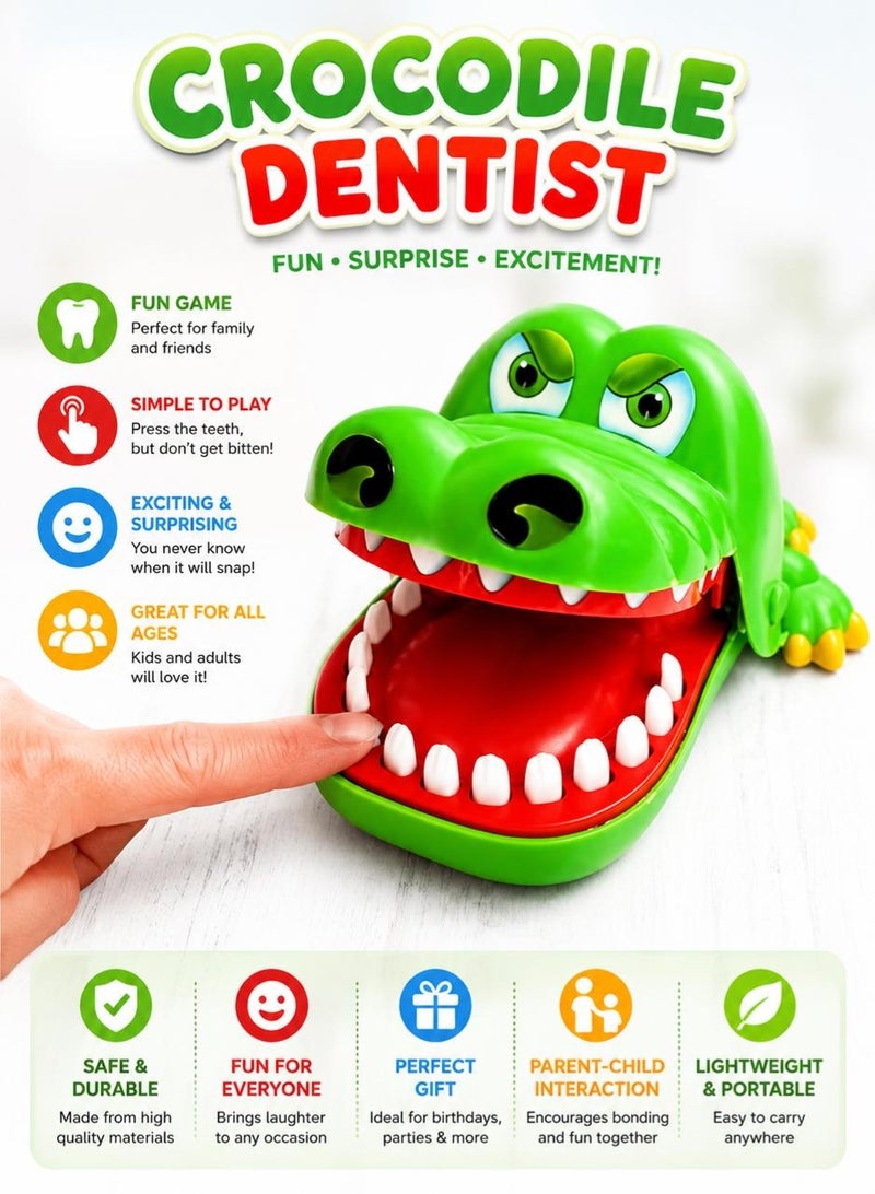 Crocodile Dentist Toy Game for Kids – Interactive Bite Finger Board Game, Funny Family Party Toy, Surprise Teeth Press Game for Children Boys & Girls
