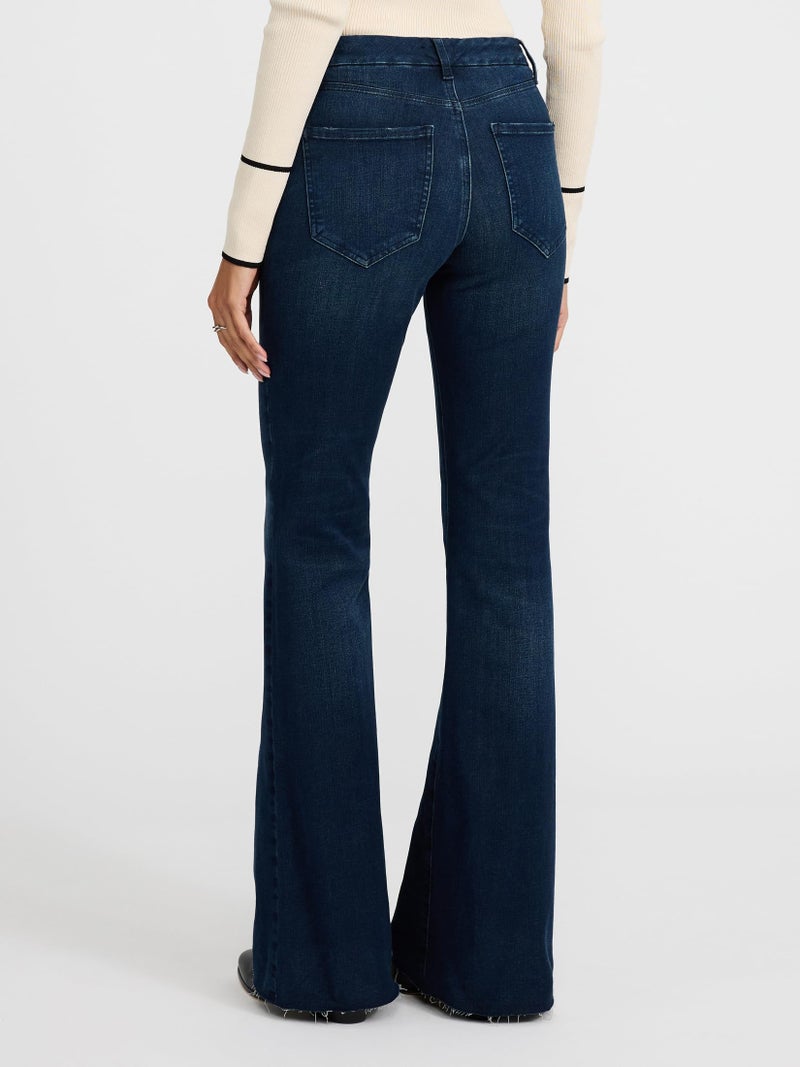 EXPRESS Womenâ€™s FlexX Jeans â€“ Mid Rise â€™70s-Inspired Stretch Flare Denim with Expanding Waistband and Comfortable Sculpt Fi - Image 4