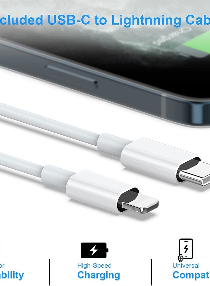 iPhone Fast Charger, 20W PD USB C Wall Charger Block Power Adapter with 6FT Type C to Lightning Cable Cord for iPhone 13/13Pro/12/12 Pro Max/11/11Pro/XS/Max/XR/Max/XR/X  - Image 2