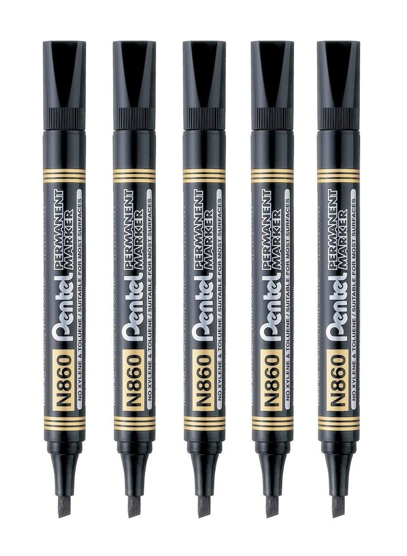 Pentel علامة دائمة 5 قطع طرف مائل حبر أسود - Image 1