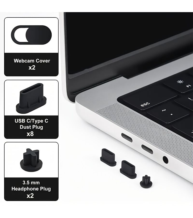 12 Pcs Dust Cover Port Plugs For Macbook Air 13 Inch M2 M1 Macbook Pro 13 Inch M2 M1 Macbook Air 15 Inch Macbook Pro 14 Inch 16 Inch M3 M2 M1 USB C Dust Plug Black - Image 1