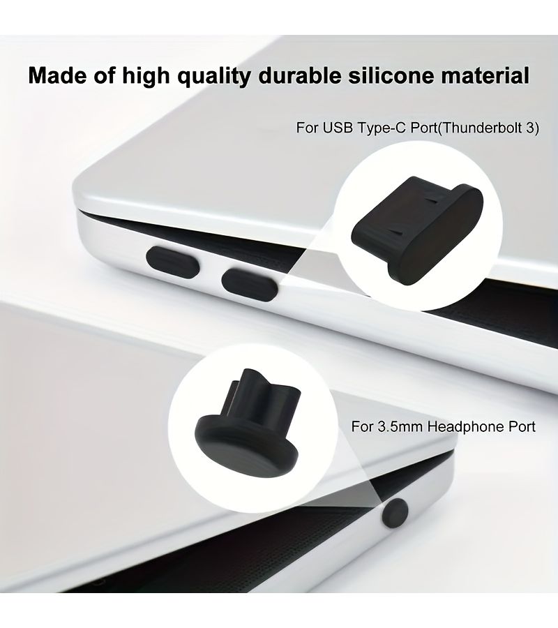 12 Pcs Dust Cover Port Plugs For Macbook Air 13 Inch M2 M1 Macbook Pro 13 Inch M2 M1 Macbook Air 15 Inch Macbook Pro 14 Inch 16 Inch M3 M2 M1 USB C Dust Plug Black - Image 4