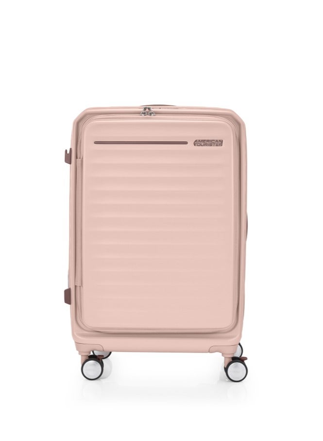 AMERICAN TOURISTER Frontec Suitcase, Check-In Size 68 cm / 25 inch, 4 Spinner Wheels, Hard Top, Polycarbonate, Strawberry|Expandable|Book Opening|2-in-1 Optimov™ + STEPause™ Shock Absorbing Wheels|TSA 008 Lock|DuoSaf™ Security Zipper - 3 Years International Warranty - Image 3