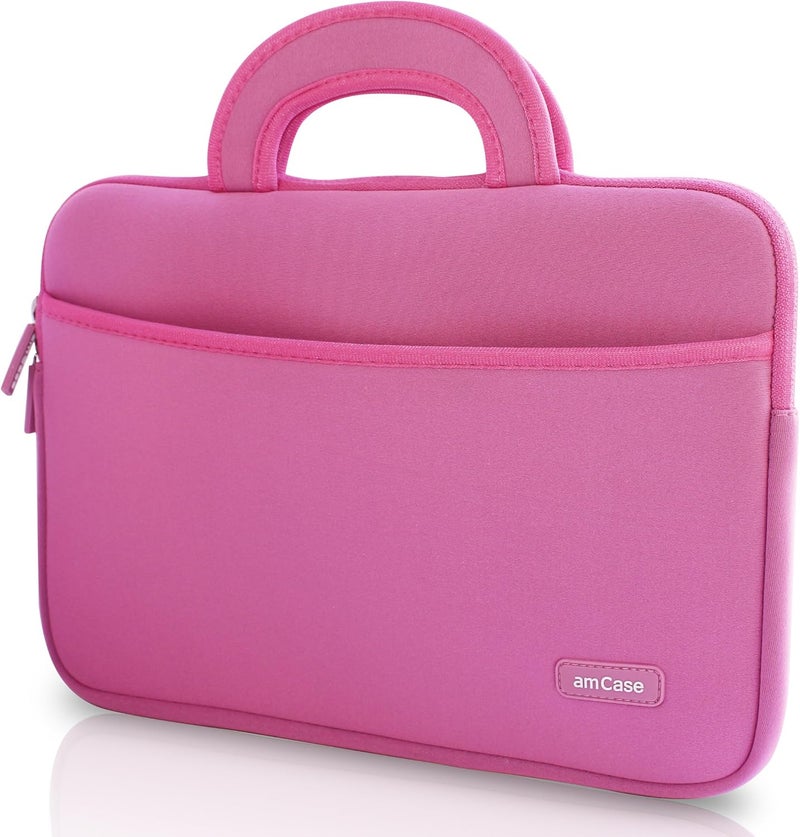 AM Case amCase 13.3 inch Chromebook Case Sleeve for iPad Pro, ASUS C300 Chromebook/Samsung Chromebook 2/Acer Chromebook/MacBook Air/Pro/Toshiba Chromebook/Lenovo Yoga 2/3 with Handle (Pink) - Image 1