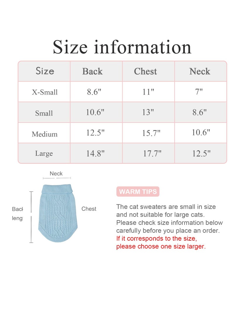 Cozy Turtleneck Knitted Cat Sweater - Sleeveless Winter Outfit for Cats & Small Dogs (Sky Blue, XS) - Perfect for Cold Seasons - Image 3