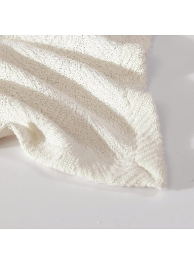 Eddie Bauer - Twin Blanket, Cotton Stitch Bedding, Medium-Weight for Layering, Oeko-Tex Certified, Dorm Essentials (Herringbone Bone) - Image 3