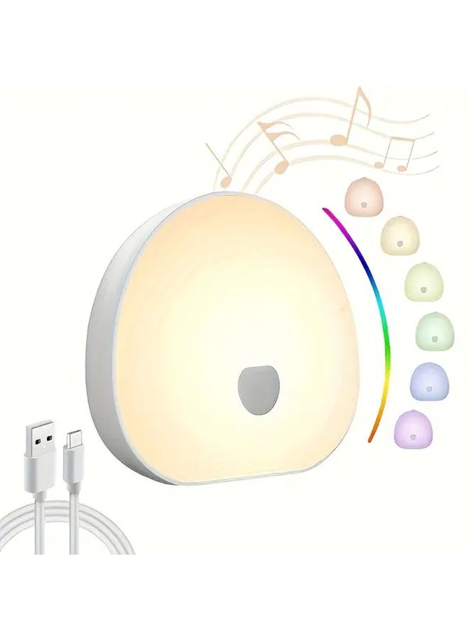 White Noise LED Night Light Multiple Colors Stepless Dimming Timer Sleep Sound Soothing Memory Function Portable Rechargeable 1200mAh Lithium Battery White - Image 3