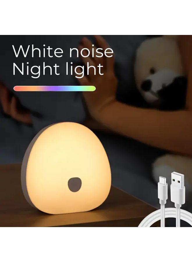 White Noise LED Night Light Multiple Colors Stepless Dimming Timer Sleep Sound Soothing Memory Function Portable Rechargeable 1200mAh Lithium Battery White - Image 1