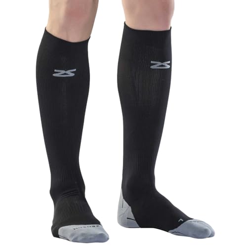 Zensah Tech+ Compression Socks - Knee High Running Socks for Sports, Travel (Black, Medium) - Image 2