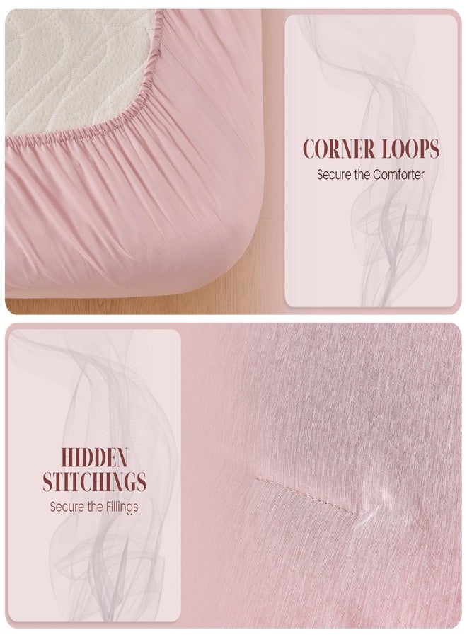 DECMAY Pink Full Comforter Set 7 Pieces, Soft Fluffy All Season Bed in a Bag, Lightweight Cationic Solid Color Bedding Set for Girls Teens College Dorm, with Sheets, Pillowcase & Sham - Image 4