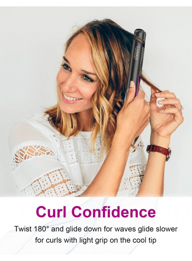 LANDOT LANDOT Hair Straightener Flat Curling Iron: Straightener and Curler 2 in 1 - Twist Straightening Curling Iron Combo for Curl Wave Straighten Women Hair - 1 Inch Dual Voltage - Image 3
