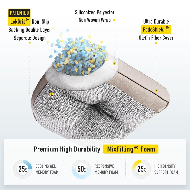 SUNROX LokGrip Non Slip Gel Memory Foam Chair Cushions for Dining Chairs Tailbone Pain Relief, Tufted Stain Resistant Thicken Durable Chair Pad for Dining Kitchen Office 17"x16" Set of 4, Husk Birch - Image 2