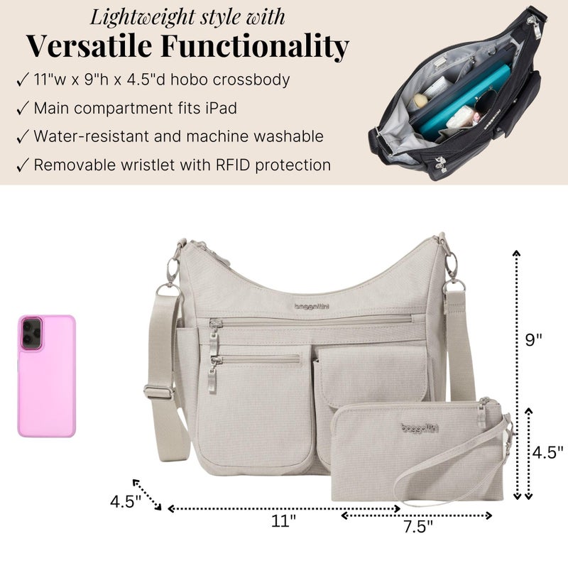 Baggallini Modern Everywhere Crossbody Bag for Women, 11"x9" Travel Bags w/RFID Wristlet, Lightweightm Water-resistant - Image 5