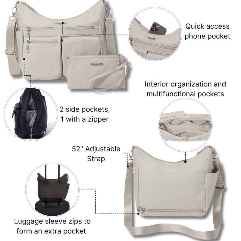 Baggallini Modern Everywhere Crossbody Bag for Women, 11"x9" Travel Bags w/RFID Wristlet, Lightweightm Water-resistant - Image 4