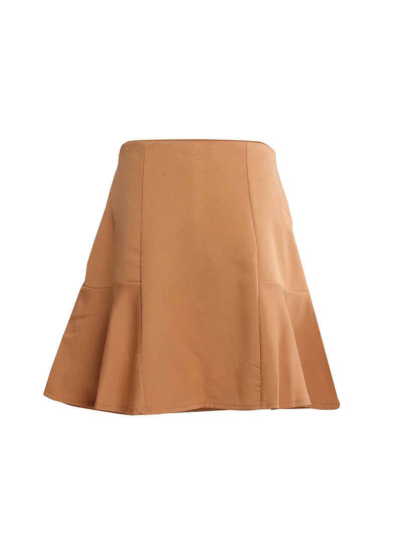 لندن راج تنورة قصيرة واسعة من لون الجمل - Image 5