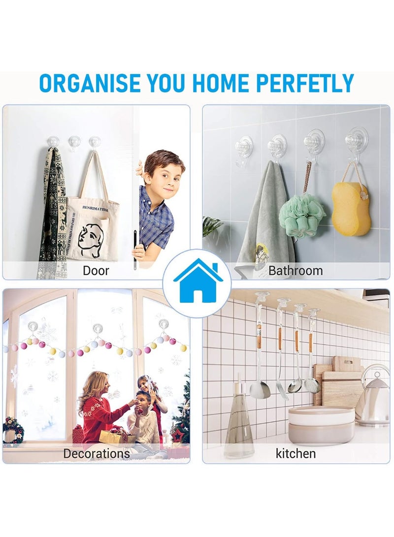 4 خطافات شفط شفافة متعددة الاستخدامات، خطافات دش مقاومة للماء لحامل إكليل، منشفة، جدار حمام، زجاج - Image 4