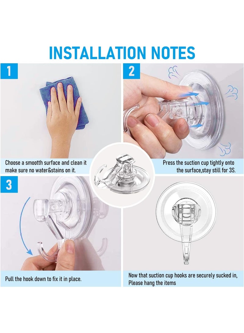 4 خطافات شفط شفافة متعددة الاستخدامات، خطافات دش مقاومة للماء لحامل إكليل، منشفة، جدار حمام، زجاج - Image 3