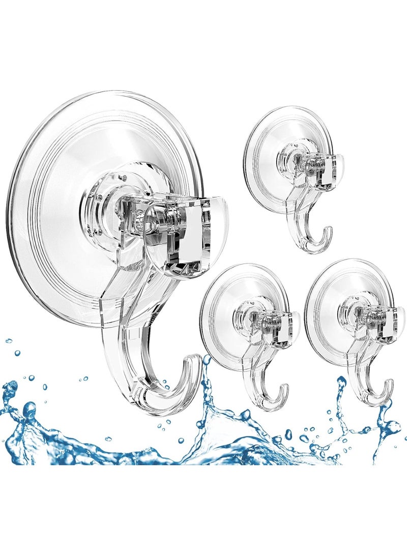 4 خطافات شفط شفافة متعددة الاستخدامات، خطافات دش مقاومة للماء لحامل إكليل، منشفة، جدار حمام، زجاج - Image 1