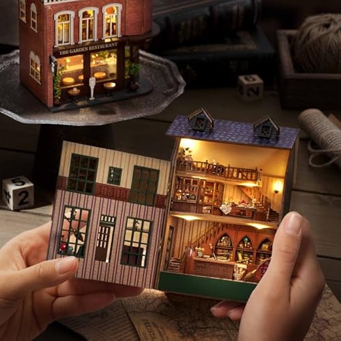 MINIATURE HOUSE KIT, DIY TINY HOUSE KIT, TINY HOUSE KIT WOODEN DOLLHOUSE KIT MINI HOUSE MAKING KIT WITH DUST COVER, DIY DOLLHOUSE KIT BIRTHDAY GIFT (LEISURE TIME) - Image 4