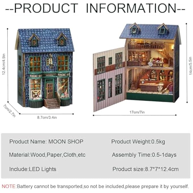 MINIATURE HOUSE KIT, DIY TINY HOUSE KIT, TINY HOUSE KIT WOODEN DOLLHOUSE KIT MINI HOUSE MAKING KIT WITH DUST COVER, DIY DOLLHOUSE KIT BIRTHDAY GIFT (LEISURE TIME) - Image 5