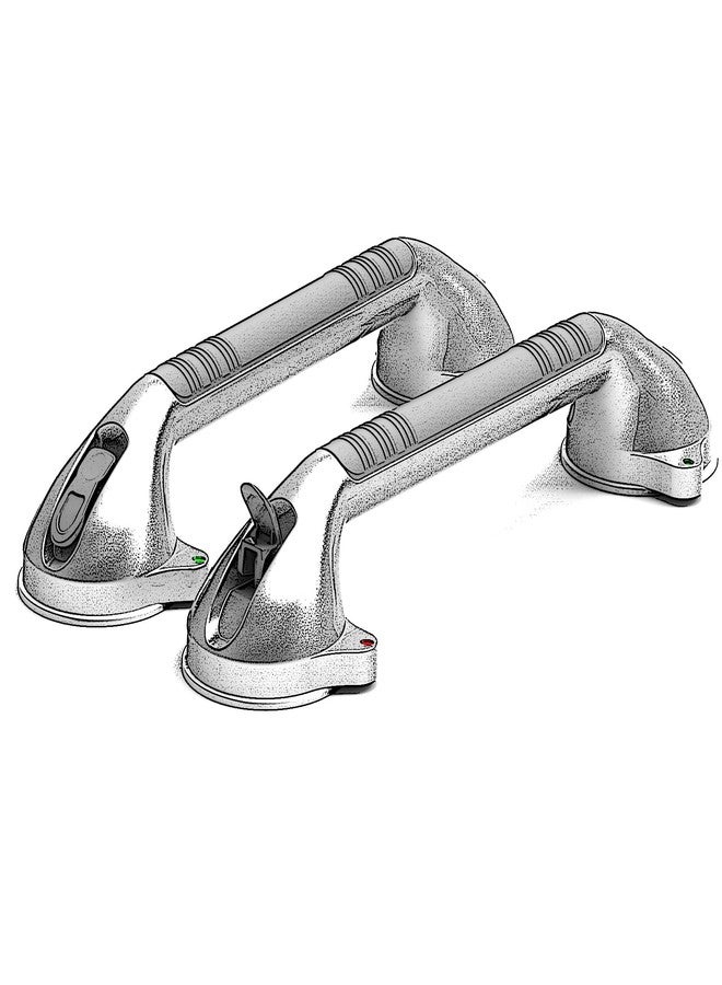 AmeriLuck 16.5inch Suction Bath Grab Bar with Indicators, Balance Assist Bathroom Shower Handle, Silver/Grey（Pack of 2） - Image 2