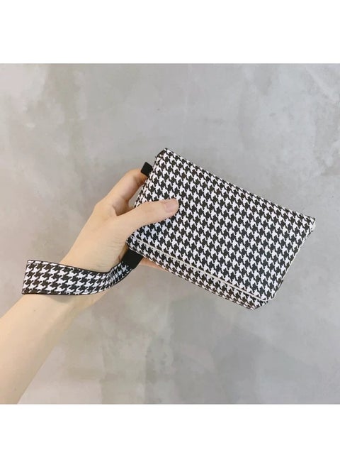 Suitable For Canon G7X Three For Sony Zv1F Ricoh GR Digital Camera Cosmetics Bag Ccd Card Machine Small Portable Zv1-Color:Houndstooth + Wrist Strap