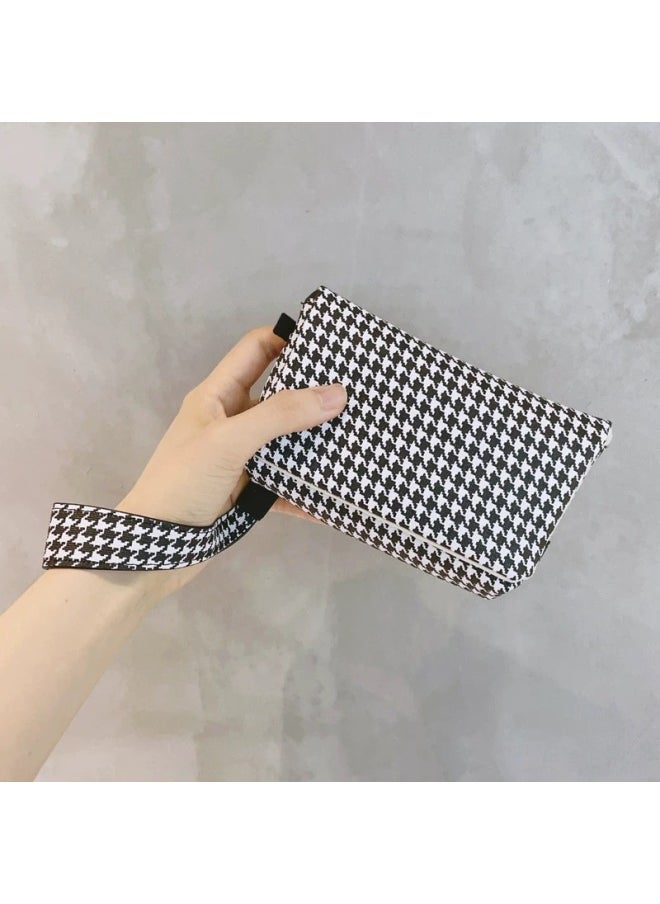 Generic - Suitable For Canon G7X Three For Sony Zv1F Ricoh GR Digital Camera Cosmetics Bag Ccd Card Machine Small Portable Zv1-Color:Houndstooth + Wrist Strap - Image 1