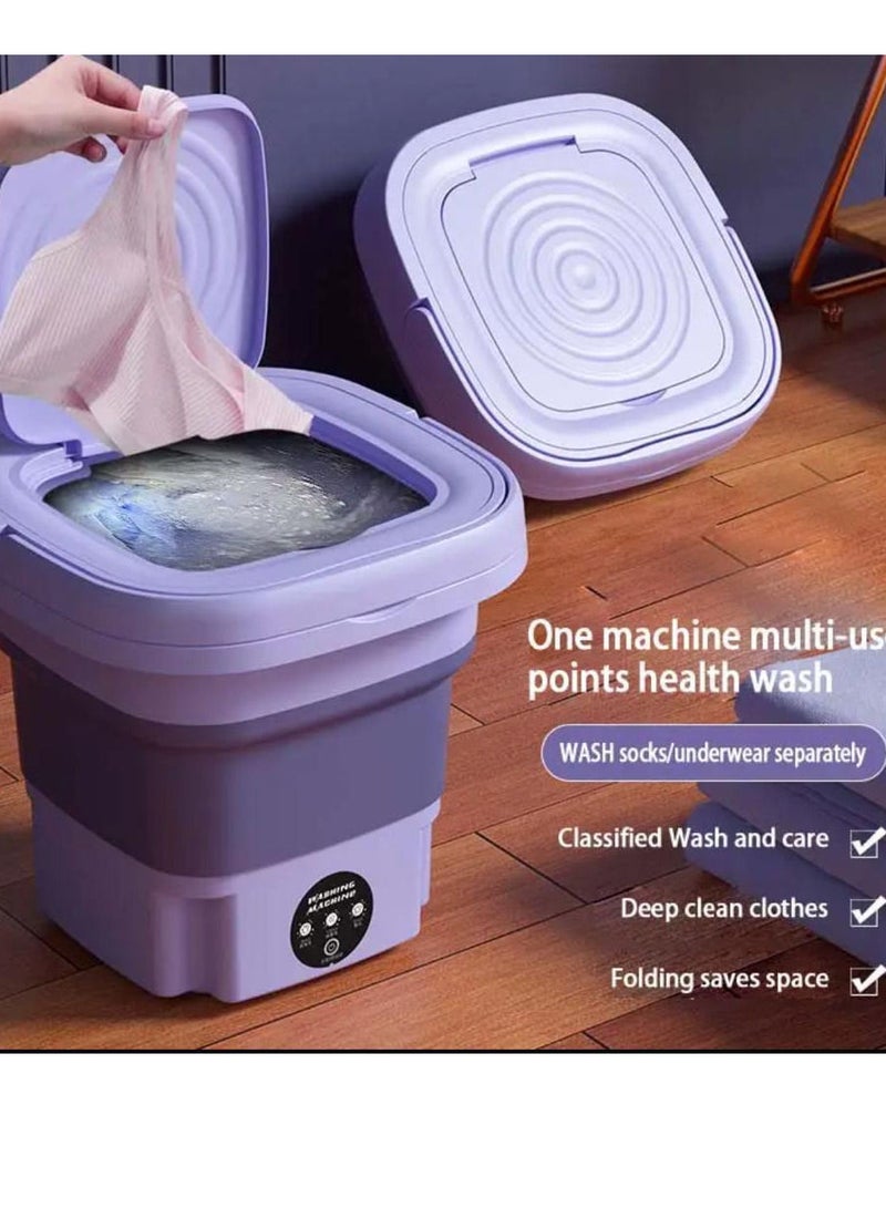 Mini Folding Washing Machine, 8L Portable Washing Machine with Drain Basket, for Apartment, Travel, Underwear, Personal, Kids - Image 4