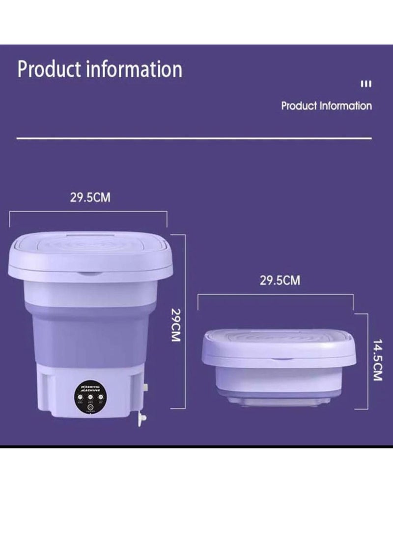 Mini Folding Washing Machine, 8L Portable Washing Machine with Drain Basket, for Apartment, Travel, Underwear, Personal, Kids - Image 5
