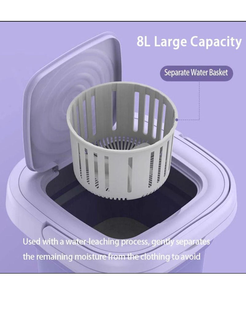 Mini Folding Washing Machine, 8L Portable Washing Machine with Drain Basket, for Apartment, Travel, Underwear, Personal, Kids - Image 2