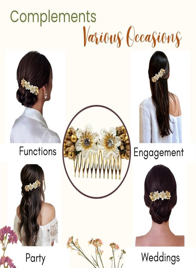 Hair Flare Artificial Flower Comb Slide Hair Accessories And Hair Pin for Women - 2720 Pack of 1 - Image 4