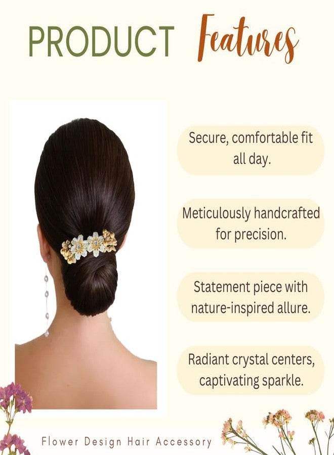 Hair Flare Artificial Flower Comb Slide Hair Accessories And Hair Pin for Women - 2720 Pack of 1 - Image 2