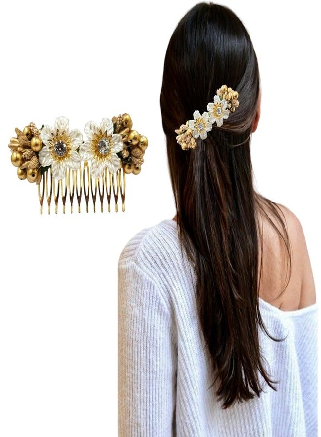 Hair Flare Artificial Flower Comb Slide Hair Accessories And Hair Pin for Women - 2720 Pack of 1 - Image 1