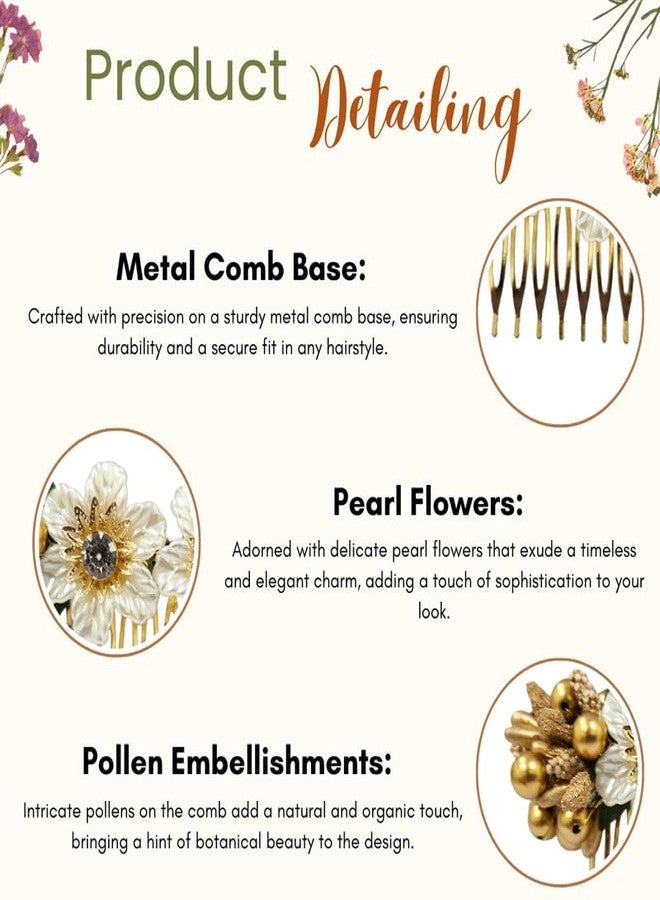 Hair Flare Artificial Flower Comb Slide Hair Accessories And Hair Pin for Women - 2720 Pack of 1 - Image 3