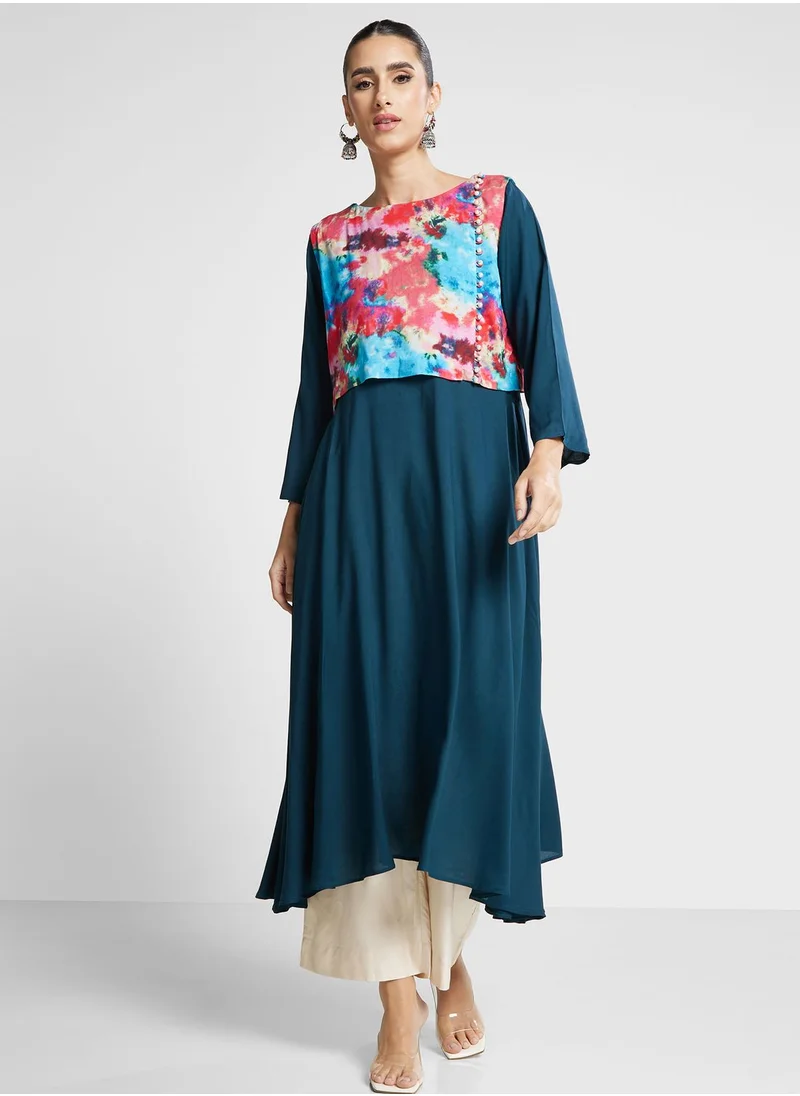 Nishat Linen Embellished Round Neck Kurti