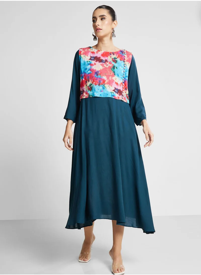 Nishat Linen Embellished Round Neck Kurti