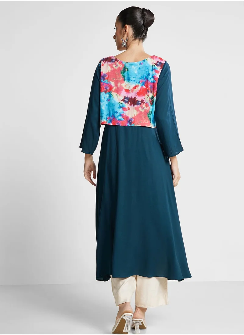 Nishat Linen Embellished Round Neck Kurti