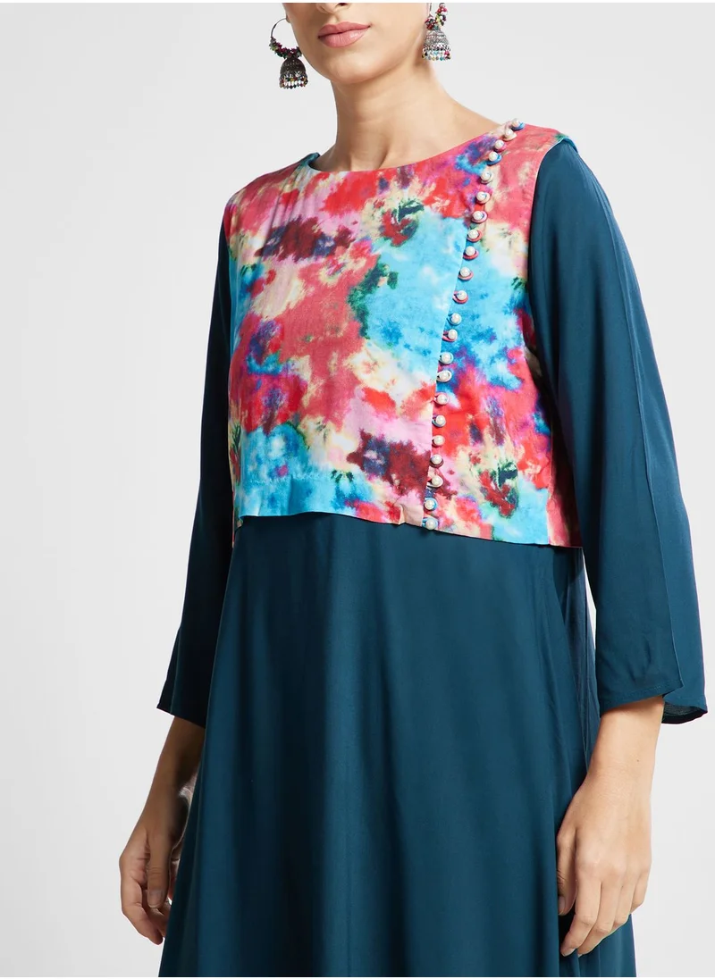 Nishat Linen Embellished Round Neck Kurti