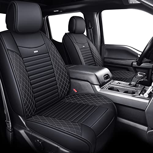 Aierxuan Seat Covers for Cars Full Set 2009-2024 Ford F150 Truck SuperCab Custom Fit 2017-2024 F250 F350 F450, Waterproof Seat Cushion for Pickup Lariat Platinum Raptor (Full Set, Black-White) - Image 1