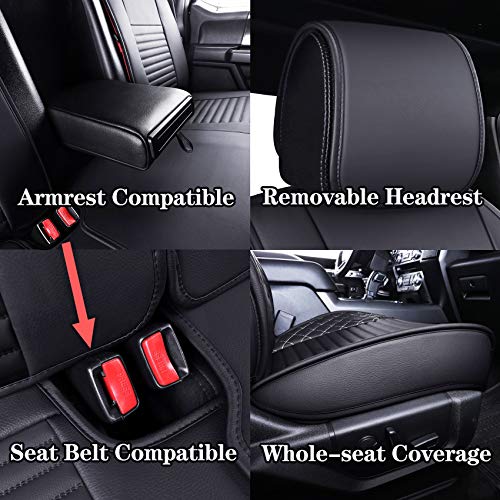 Aierxuan Seat Covers for Cars Full Set 2009-2024 Ford F150 Truck SuperCab Custom Fit 2017-2024 F250 F350 F450, Waterproof Seat Cushion for Pickup Lariat Platinum Raptor (Full Set, Black-White) - Image 5