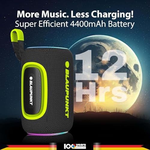 Blaupunkt ATOMIK OMG ATOM 60W Portable Bluetooth Speaker, Advanced DSP Sound, 100 Years German Legacy Audio, Jazzy Aura Party Neon Lights, IPX6 Splashproof & Dustproof, Wireless Outdoor Travel Speaker - Image 2